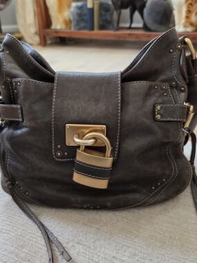 CHLOE Padington Leather Padlock Hobo Bag - Dark Brown